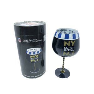 BOELTER BRANDS NFL NY SUPER BOWL NJ XLVIII 2-02-14 WINE GLASS SEAHAWKS VS BRONCO